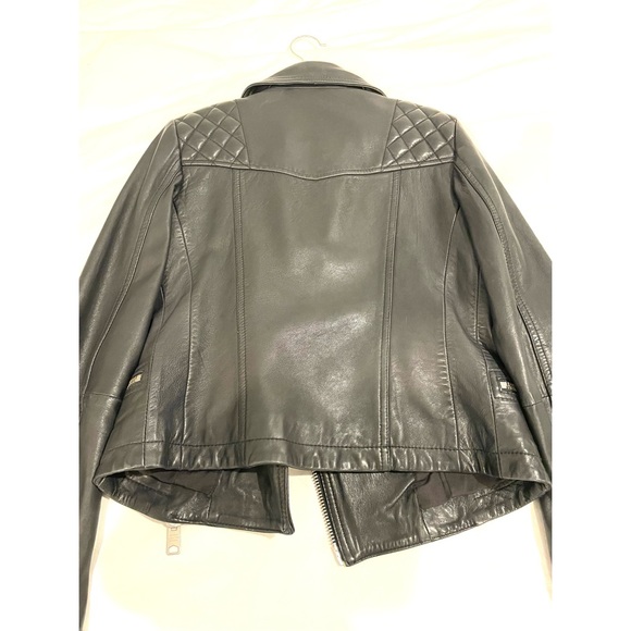 ALL SAINTS Women Bleeker Biker Cargo Leather Jacket Moto Black 0 XS 32 EUC - Picture 9 of 15